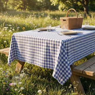 Bawełniana tkanina Check lavender