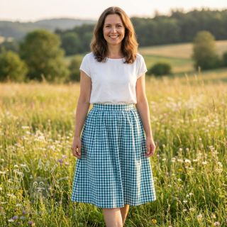 Bawełniana tkanina Check petrol