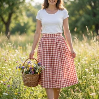 Bawełniana tkanina Check terra