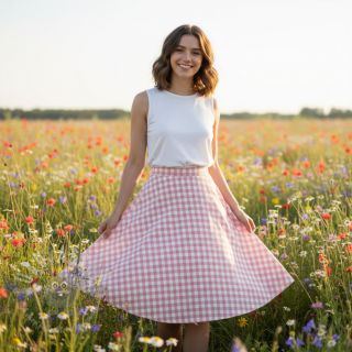 Bawełniana tkanina Check old rose