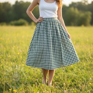 Bawełniana tkanina Check dark green