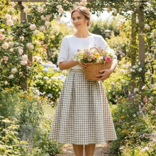 Bawełniana tkanina Check sand