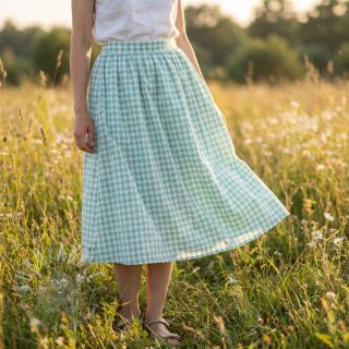 Bawełniana tkanina Check mint