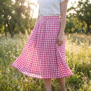 Bawełniana tkanina Check fuchsia