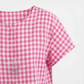 Bawełniana tkanina Check fuchsia