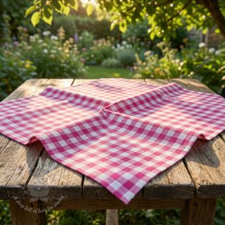 Bawełniana tkanina Check fuchsia