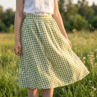 Bawełniana tkanina Check old lime