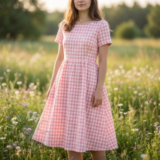 Bawełniana tkanina Check rosa