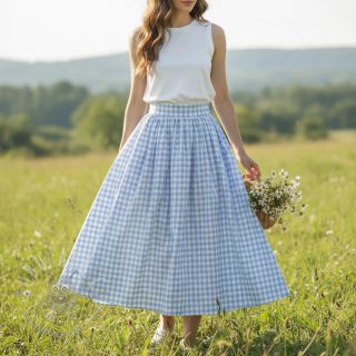 Bawełniana tkanina Check light blue