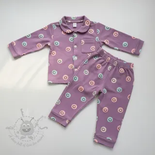 Bawełniana tkanina FLANNEL Happy faces lavender