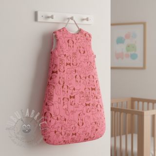 Bawełniana tkanina FLANNEL Dogs pink