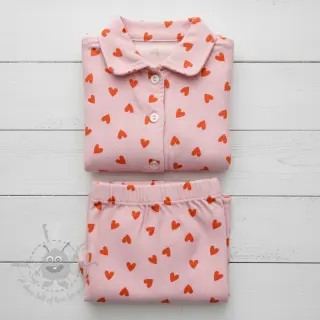 Bawełniana tkanina FLANNEL Hearts pink