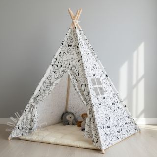 Bawełniana tkanina FLANNEL Dogs off white