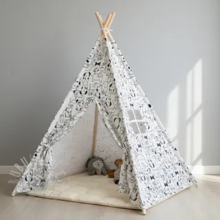Bawełniana tkanina FLANNEL Dogs off white
