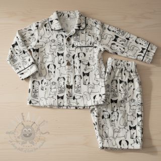 Bawełniana tkanina FLANNEL Dogs off white