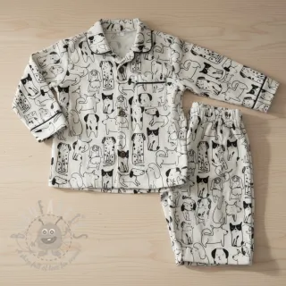 Bawełniana tkanina FLANNEL Dogs off white