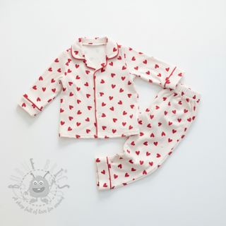 Bawełniana tkanina FLANNEL Hearts off white