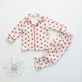Bawełniana tkanina FLANNEL Hearts off white