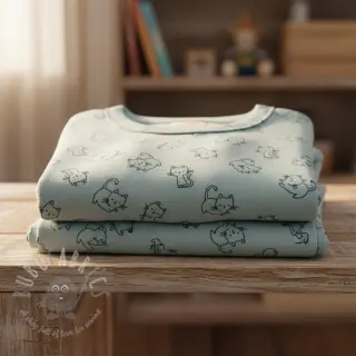 Bawełniana tkanina FLANNEL Cats mint
