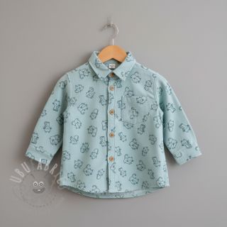 Bawełniana tkanina FLANNEL Cats mint