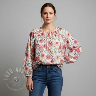 Bawełniana tkanina Flower Sonja red digital print