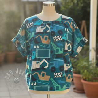 Bawełniana tkanina Vehicles petrol digital print