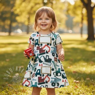 Bawełniana tkanina Vehicles off white digital print