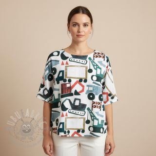 Bawełniana tkanina Vehicles off white digital print