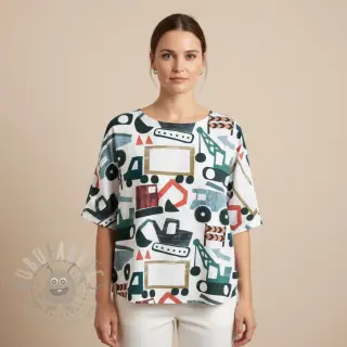 Bawełniana tkanina Vehicles off white digital print