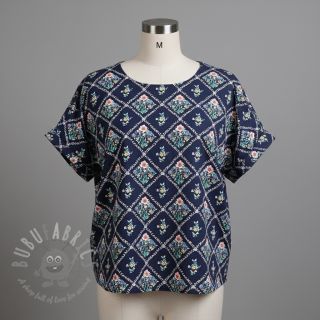 Bawełniana tkanina Flowers Tara navy design A digital print