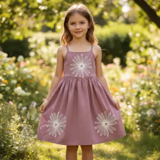 Bawełniana tkanina EMBROIDERY Flowie mauve