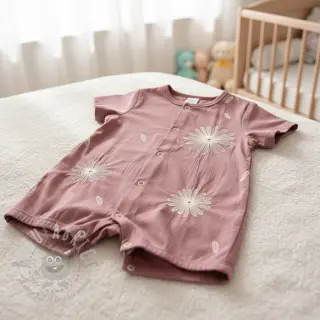 Bawełniana tkanina EMBROIDERY Flowie mauve