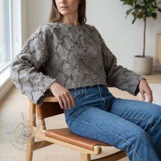 Bawełniana tkanina z lnem Vintage Fringe Diamonds grey