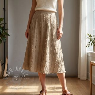 Bawełniana tkanina z lnem Vintage Fringe Stripe naturals