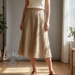 Bawełniana tkanina z lnem Vintage Fringe Stripe naturals