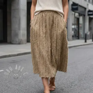 Bawełniana tkanina z lnem Vintage Fringe Stripe naturals