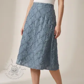 Bawełniana tkanina z lnem Vintage Fringe Diamonds blue