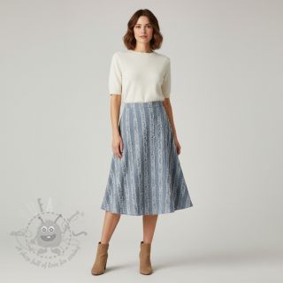 Bawełniana tkanina z lnem Vintage Fringe Stripe blue