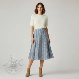 Bawełniana tkanina z lnem Vintage Fringe Stripe blue