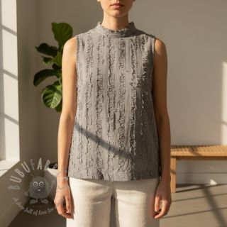 Bawełniana tkanina z lnem Vintage Fringe Stripe grey