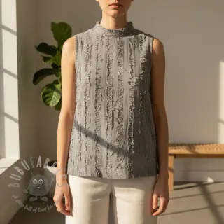 Bawełniana tkanina z lnem Vintage Fringe Stripe grey