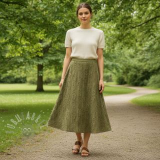 Bawełniana tkanina z lnem Vintage Fringe Stripe army