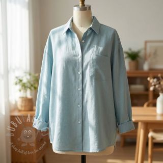 Bawełniana tkanina z lnem PREMIUM ocean blue