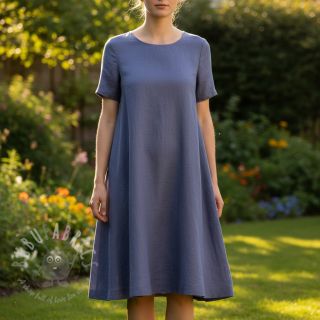 Bawełniana tkanina z lnem PREMIUM steel blue