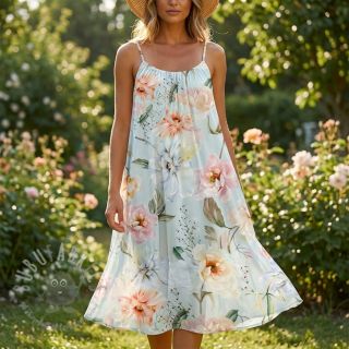 Bawełniana tkanina SATIN Oahu green digital print