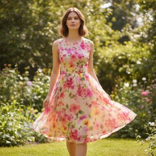 Bawełniana tkanina SATIN Kauai pink digital print