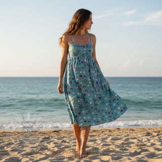 Bawełniana tkanina Love light petrol