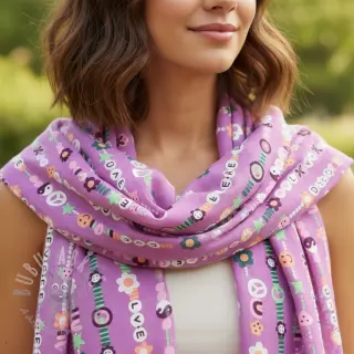 Bawełniana tkanina Love dream mauve