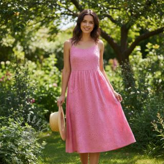 Bawełniana tkanina VOILE EMBROIDERY Vintage fuchsia