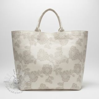 Bawełniana tkanina z lnem JACQUARD Peony flowers